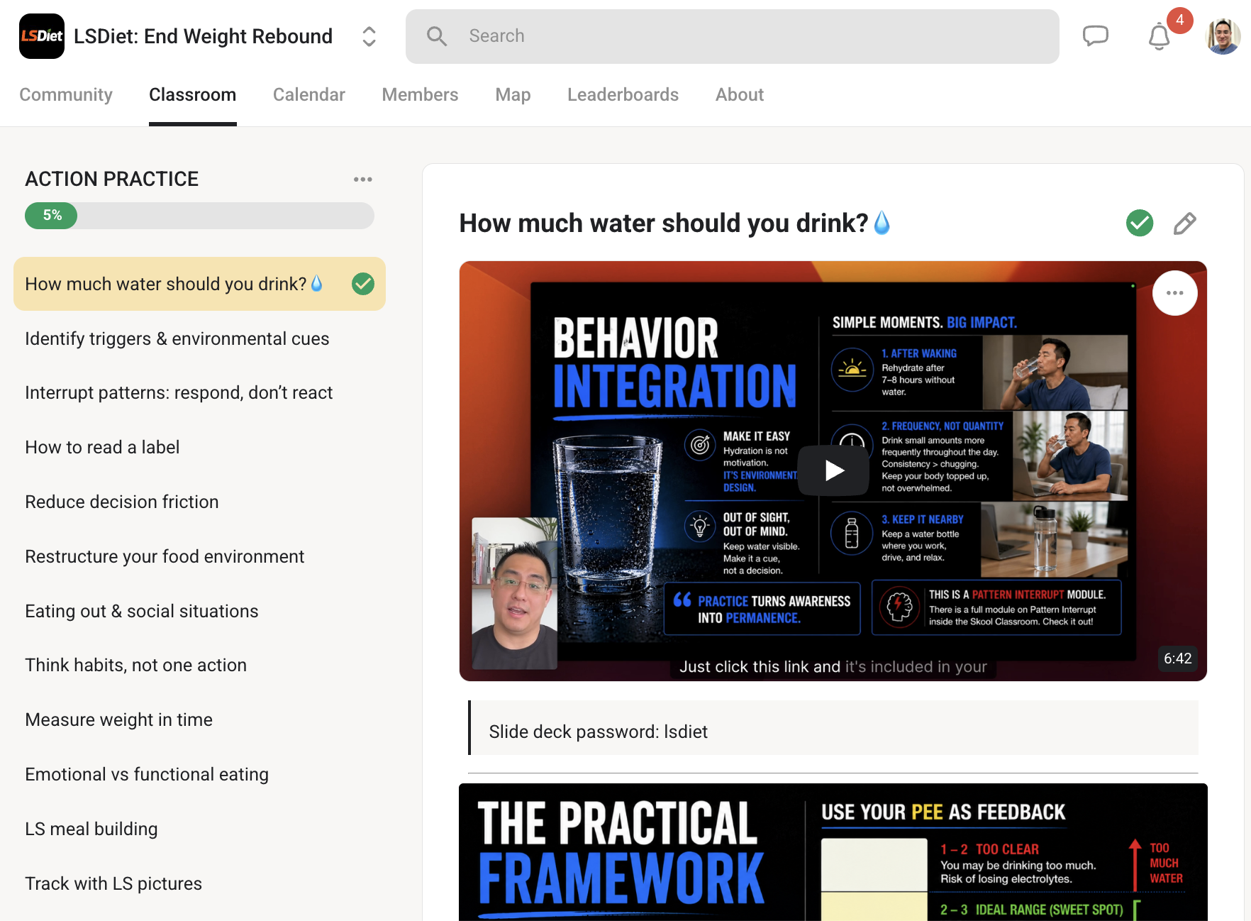 LS Diet Action Practice classroom — repeatable behavioural systems for permanent weight loss